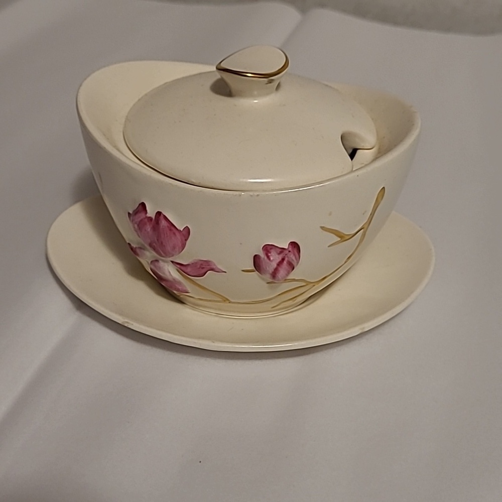 🌸Vintage Carlton Ware Magnolia Preserve Pot with Stand  2515 1960s